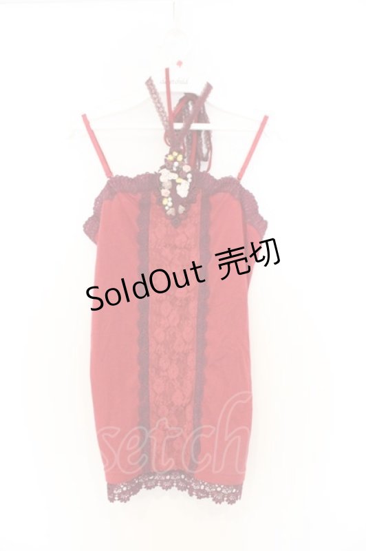 画像1: axes femme / バタフライモチーフホルターキャミ M アカ O-26-03-01-057-AX-TO-OW-OS (1)