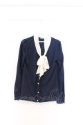 axes femme / ボウタイブラウス風プルオーバー M ネイビー O-26-03-01-058-AX-TO-OW-OS
