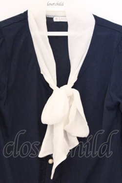 画像2: axes femme / ボウタイブラウス風プルオーバー M ネイビー O-26-03-01-058-AX-TO-OW-OS