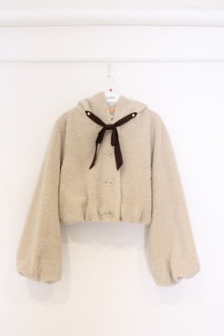 画像1: Fi.n.t / リボン付きボアショートコート F アイボリー O-26-03-01-007-CA-JA-OW-OS