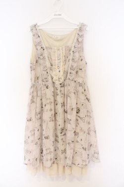 画像1: axes femme / アンティーク猫ワンピース M キナリ O-26-03-01-073-AX-OP-OW-OS