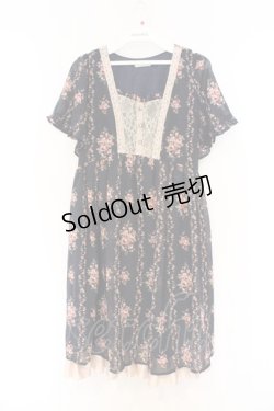 画像1: axes femme / ローズ縦ラインワンピース M ネイビー O-26-03-01-078-AX-OP-OW-OS