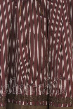 画像2: axes femme / ストライプ編み上げスカート M ワイン O-26-03-01-084-AX-SK-OW-OS