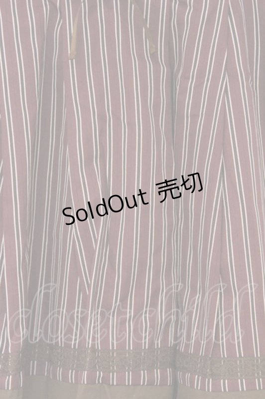 画像2: axes femme / ストライプ編み上げスカート M ワイン O-26-03-01-084-AX-SK-OW-OS (2)