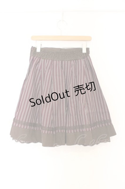 画像3: axes femme / ストライプ編み上げスカート M ワイン O-26-03-01-084-AX-SK-OW-OS (3)