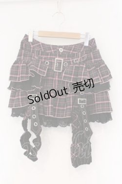 画像1: ALGONQUINS / フリルフラップスカート  ピンク×ブラック O-26-03-01-089-AL-SK-IG-OS