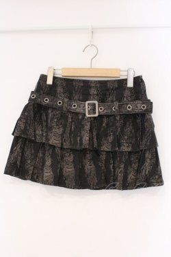 画像1: ALGONQUINS / スカルロゴストレッチティアードスカート  ブラウン系 O-26-03-01-090-AL-SK-IG-OS