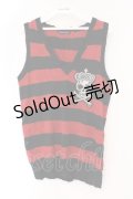 ALGONQUINS / スカルワッペンボーダーノースリーブベスト  レッド×ブラック O-26-03-01-093-AL-TO-IG-OS
