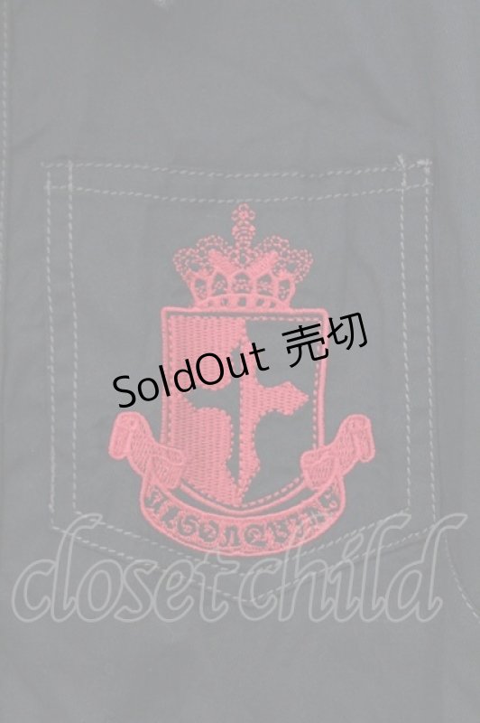 画像2: ALGONQUINS / シフォンスリーブエンブレム刺繍ブラウス  ブラック×レッドチェック O-26-03-01-095-AL-BL-IG-OS (2)