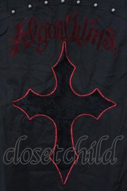 画像4: ALGONQUINS / シフォンスリーブエンブレム刺繍ブラウス  ブラック×レッドチェック O-26-03-01-095-AL-BL-IG-OS