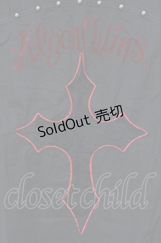 画像4: ALGONQUINS / シフォンスリーブエンブレム刺繍ブラウス  ブラック×レッドチェック O-26-03-01-095-AL-BL-IG-OS (4)