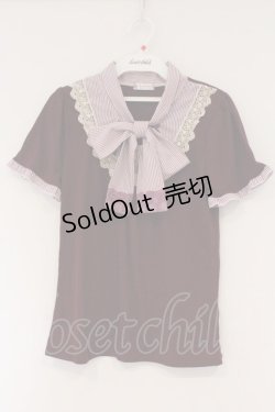 画像1: axes femme / ストライプ切り替えカットソー M ワイン O-26-03-01-097-AX-TO-IG-OS