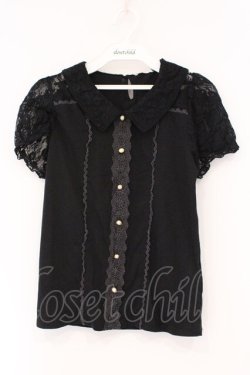 画像1: axes femme / レース使いブラウス風プルオーバー M クロ O-26-03-01-099-AX-TO-IG-OS