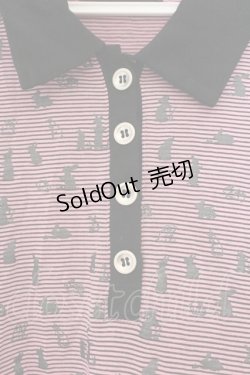 画像2: ALGONQUINS / うさぎシルエットボーダーカットソー F ピンク×ブラック O-26-03-01-101-AL-TO-IG-OS