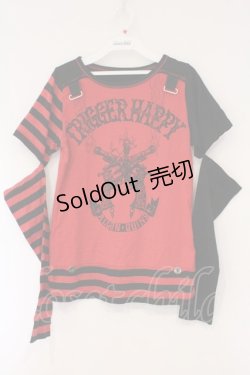 画像1: ALGONQUINS / セパレートスリーブカットソー  レッド×ブラック O-26-03-01-102-AL-TS-IG-OS