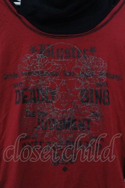 画像2: ALGONQUINS / スカルプリントレイヤード風カットソー  レッド×ブラック O-26-03-01-105-AL-TO-IG-OS