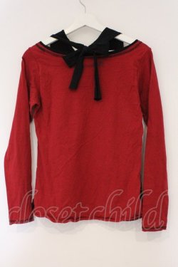 画像4: ALGONQUINS / スカルプリントレイヤード風カットソー  レッド×ブラック O-26-03-01-105-AL-TO-IG-OS