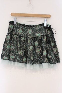 画像1: ALGONQUINS / リーフプリントシフォンスカート  ブラック×グリーン O-26-03-01-106-AL-SK-IG-OS