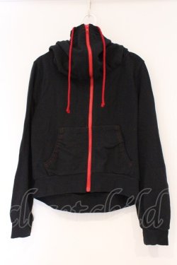 画像1: ALGONQUINS / ボリュームネックパーカー F ブラック×レッド O-26-03-01-112-AL-TO-IG-OS