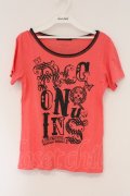 ALGONQUINS / 英字プリントTシャツ  ピンク×ブラック O-26-03-01-113-AL-TS-IG-OS
