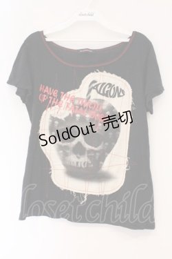 画像1: ALGONQUINS / スカルパッチTシャツ  ブラック×アイボリー O-26-03-01-114-AL-TS-IG-OS