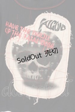 画像2: ALGONQUINS / スカルパッチTシャツ  ブラック×アイボリー O-26-03-01-114-AL-TS-IG-OS