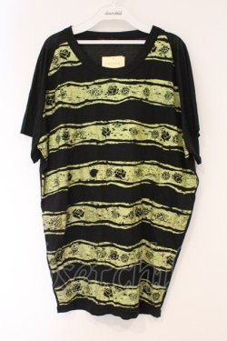 画像1: ALGONQUINS / ラメローズボーダーTシャツ  ブラック×イエロー O-26-03-01-116-AL-TS-IG-OS