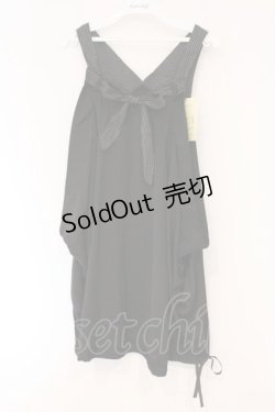 画像1: ALGONQUINS / ストライプリボンノースリーブワンピース F ブラック O-26-03-01-117-AL-OP-IG-OS