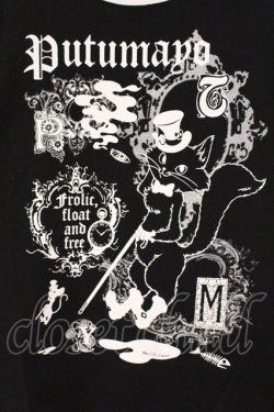 画像2: PUTUMAYO / ねこプリントTシャツ  ブラック×ホワイト O-26-03-01-119-PT-TS-IG-OS