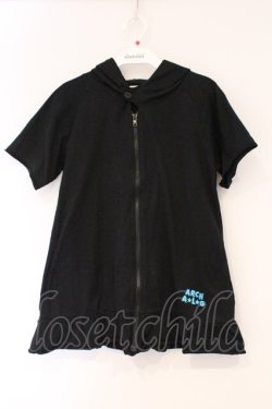 画像1: ALGONQUINS / バタフライプリント半袖パーカー  ブラック O-26-03-01-121-AL-TO-IG-OS