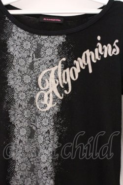 画像2: ALGONQUINS / レースプリントギャザースリーブTシャツ  ブラック× O-26-03-01-122-AL-TS-IG-OS