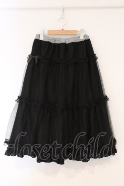 画像1: m petit by misako / NINA'Sギャザースカート M クロ×シロ O-26-03-01-123-LO-SK-IG-OS