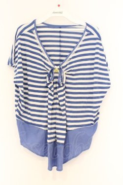 画像1: axes femme / ビジュー使いボーダープルオーバー M ブルー×シロ O-26-03-01-013-AX-TO-OW-OS