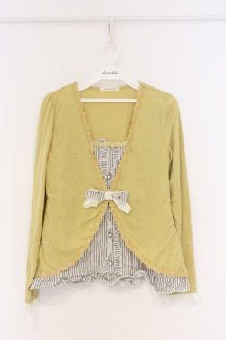 画像1: axes femme / ボレロ重ね着風プルオーバー M イエロー O-26-03-01-017-AX-TO-OW-OS