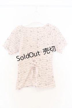 画像3: axes femme / チュール切り替え&メッセージ総柄カットソー M ピンク O-26-03-01-019-AX-TO-OW-OS