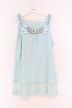 画像1: axes femme / 胸元＆肩デザインロングタンク M ミントブルー O-26-03-01-026-AX-TO-OW-OS