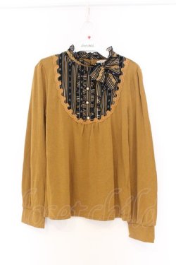 画像1: axes femme / 薔薇ストライプ切り替えプルオーバー M カラシ O-26-03-01-028-AX-TO-OW-OS