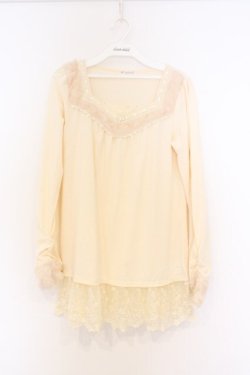 画像1: axes femme / ファーカラーインナーカットソー M キナリ O-26-03-01-030-AX-TO-OW-OS