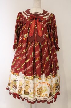 画像1: metamorphose / 森の音楽隊Aラインワンピース  えんじ系 O-26-03-02-027-ME-OP-OW-OS