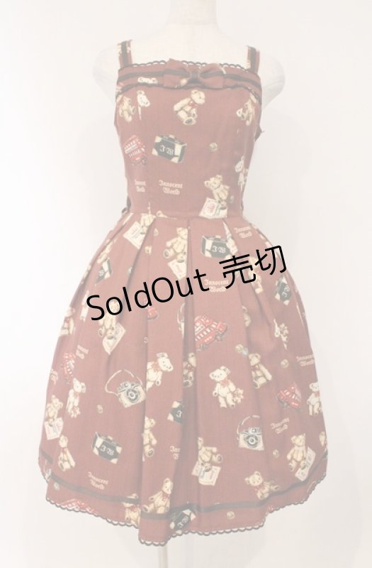 画像1: Innocent World / ロンドンベアージャストウエストジャンパースカート M(93cm丈) ボルドー O-26-03-02-030-IW-OP-OW-OS (1)