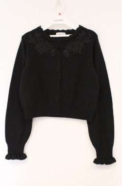 画像1: m petit by misako / AM バラレースニットカーディガン M クロ O-26-03-02-005-LO-TO-IG-OS