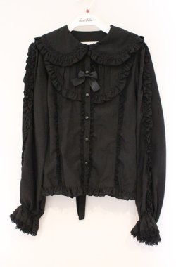 画像1: metamorphose / サテンブローチ付きブラウス  クロ O-26-03-02-045-ME-BL-OW-OS