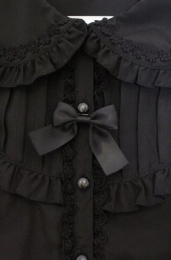 画像2: metamorphose / サテンブローチ付きブラウス  クロ O-26-03-02-045-ME-BL-OW-OS