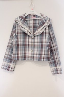 画像1: virally / 星名桜子 チェックフリルジャケット L サックス O-26-03-02-008-PU-JA-IG-OS