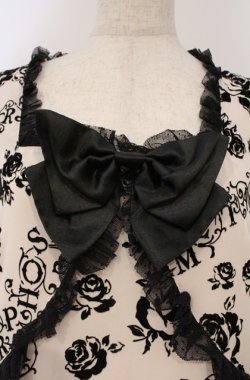 画像2: metamorphose / バラフロッキーAラインジャンパースカート  オフシロ×クロ O-26-03-02-016-ME-OP-IG-OS