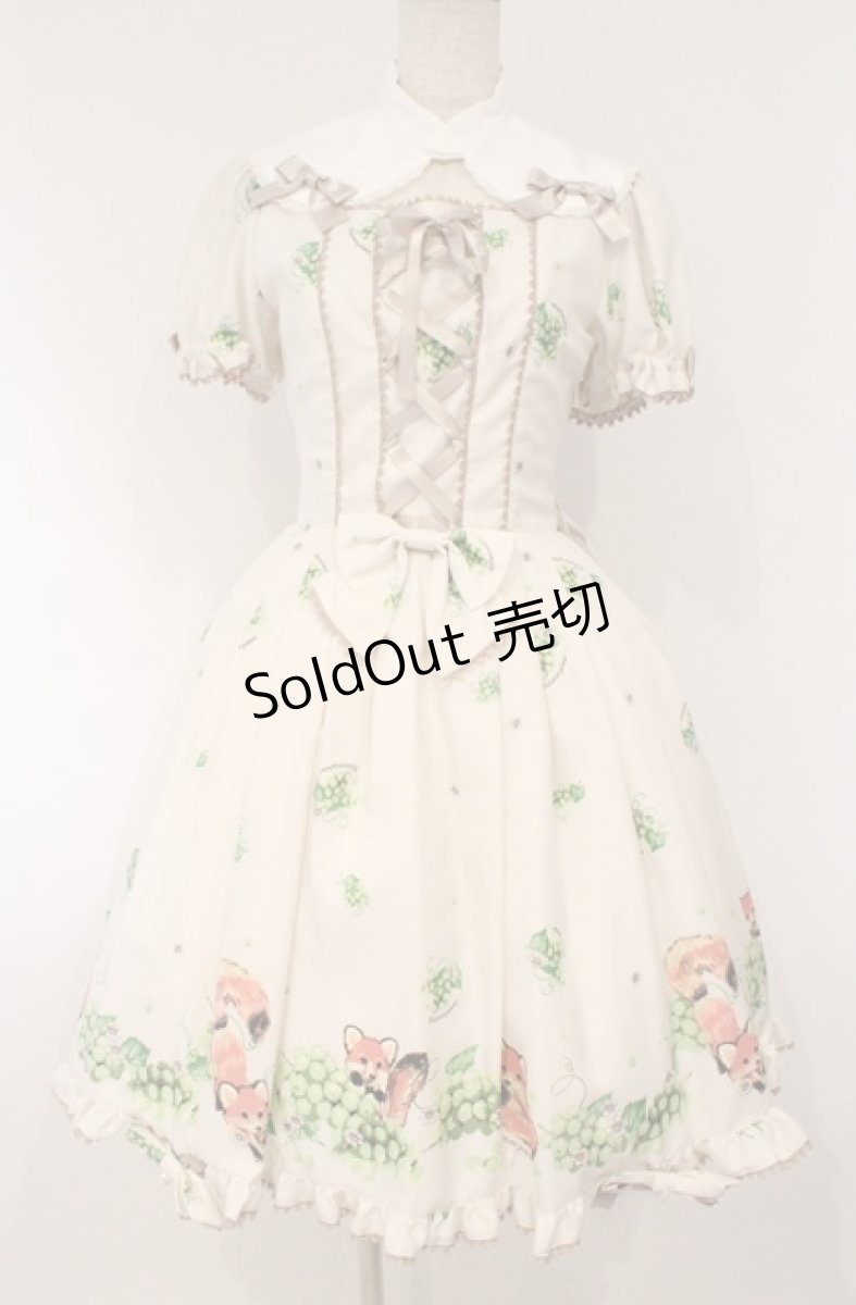 画像1: metamorphose / こぎつねのかくれんぼ衿付ワンピース  オフシロ系×グレージュリボン O-26-03-02-022-ME-OP-OW-OS (1)