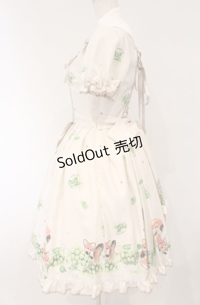 画像5: metamorphose / こぎつねのかくれんぼ衿付ワンピース  オフシロ系×グレージュリボン O-26-03-02-022-ME-OP-OW-OS (5)