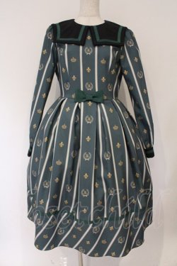 画像1: Melody BasKet / Schoolレジメンタルストライプワンピース M グリーン O-26-03-03-003-LO-OP-IG-OS