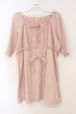 画像1: PINK HOUSE / ギンガム切り替えカットチュニック L ピンク O-26-03-03-028-LO-OP-IG-OS