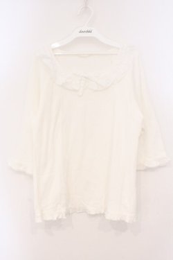 画像1: PINK HOUSE / ピコレースカットソー L シロ O-26-03-03-033-LO-TO-IG-OS